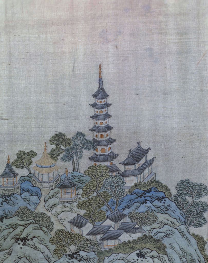 缂丝金山全图挂屏